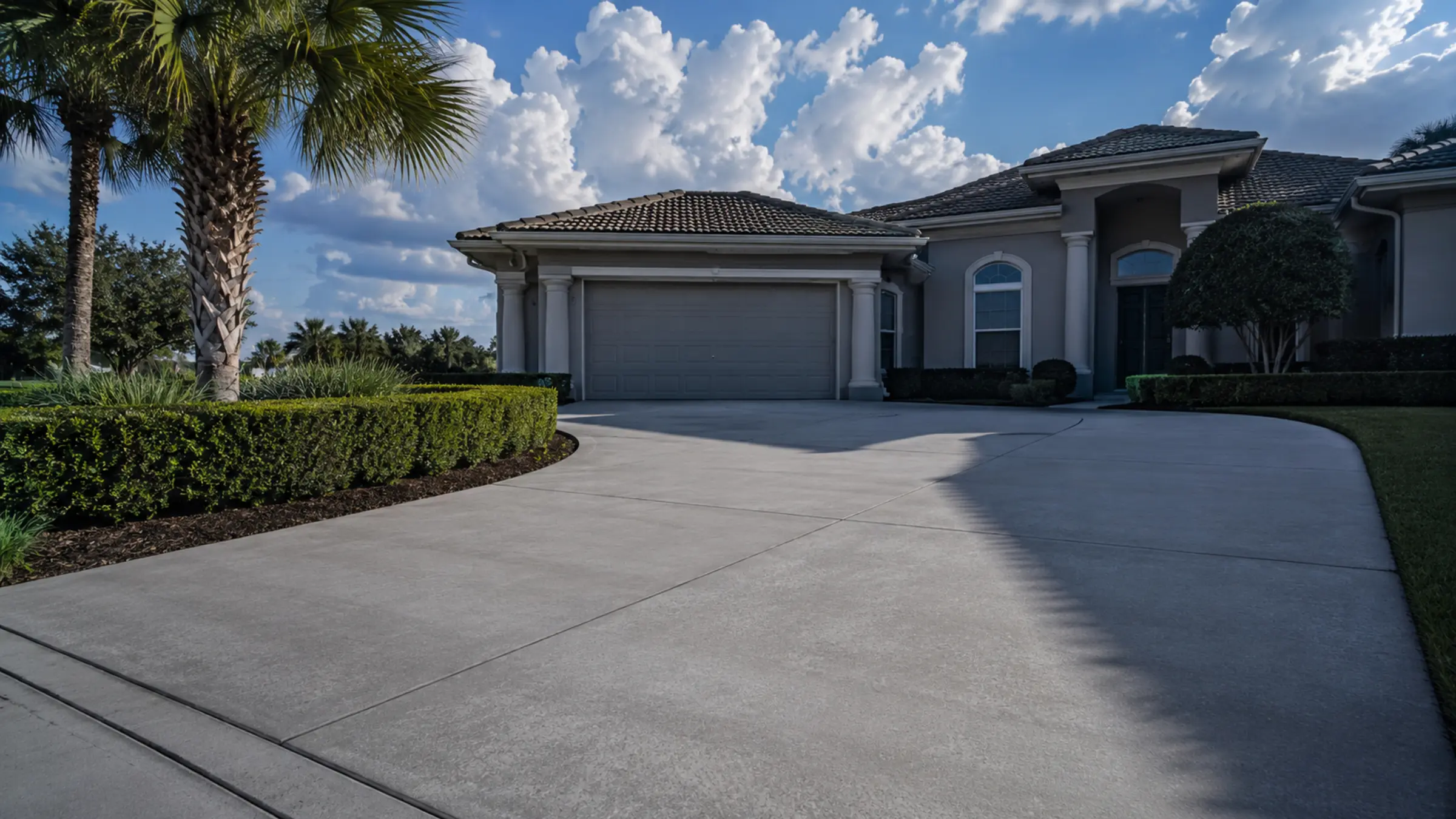 Finished concrete driveway at a Lakeland, Florida home